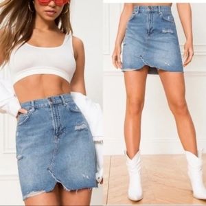 Free People Midstone Distressed Denim Mini Skirt
